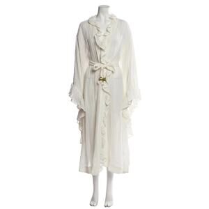 Lisa Marie Fernandez Cream Ruffled Wrap Dress Linen Blend Belted Boho Resort  4